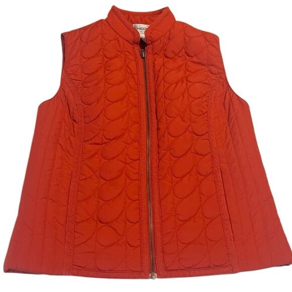 Chico's Orange Quilted Full Zip Pockets Vest Size Small - Picture 2 of 10